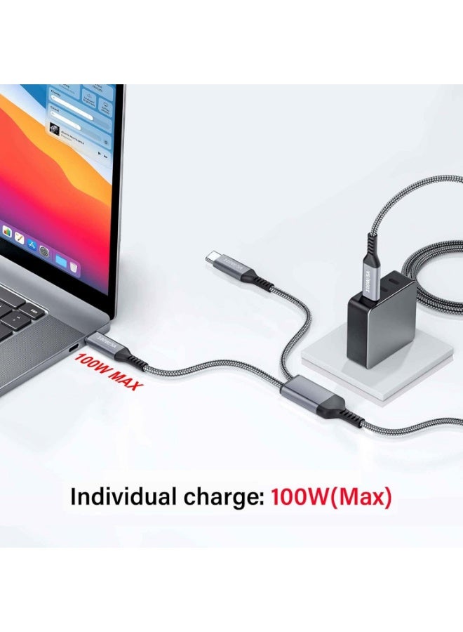 Talzeo 100W 2-in-1 USB-C Fast Charging Cable – Dual High-Speed Power & Sync Cable - Image 4